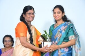 Felicitated with a sapling at a medical conference